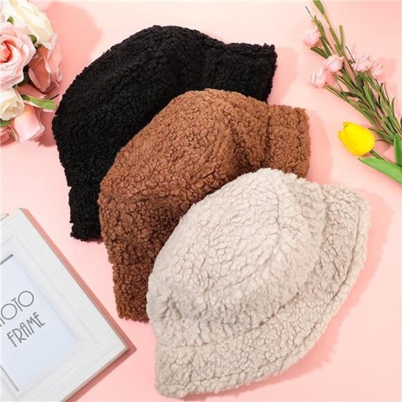 3 Pieces Women\'s Winter Fuzzy Bucket Hat main image 7